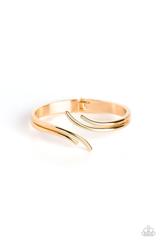 Elven Elegance - Gold - Curling Branches Paparazzi Gold Hinge Bracelet