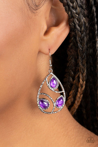 Send the BRIGHT Message - Purple - Teardrop Bead Paparazzi Fishhook Earrings