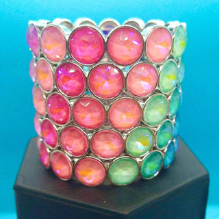 Radiant on Repeat - Multi - Rainbow Colorful Opalescent Rhinestone Paparazzi Stretchy Bracelet - Pink Diamond Exclusive