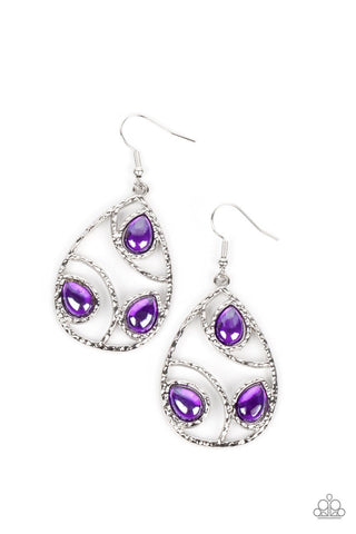 Send the BRIGHT Message - Purple - Teardrop Bead Paparazzi Fishhook Earrings