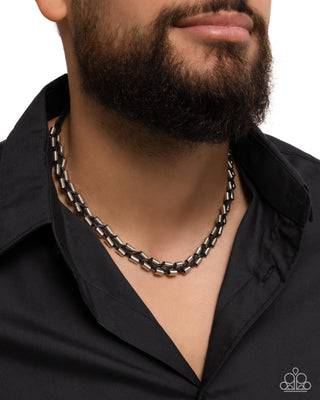Rogue Renegade - Black - Braided Suede Cord Silver Bead Paparazzi Urban Necklace