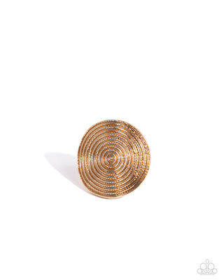 Dizzying Delight - Gold - Oversized Textured Paparazzi Ring