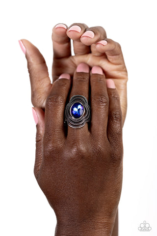 Entrancing Edge - Blue - Oval UV Gem Paparazzi Ring