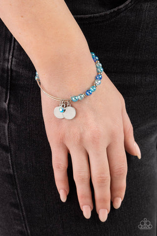 Bodacious Beacon - Blue - with Iridescent Shimmer Bead Paparazzi Bangle Bracelet