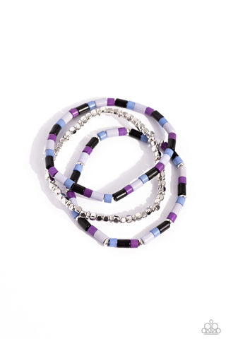 Natural Notion - Black - Purple, Blue, and Gray Bead Paparazzi Stretchy Bracelet