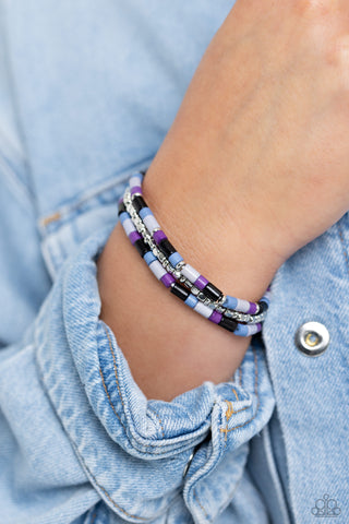 Natural Notion - Black - Purple, Blue, and Gray Bead Paparazzi Stretchy Bracelet