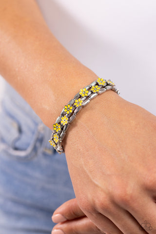 Scattered Springtime - Yellow - Flower Paparazzi Stretchy Bracelet