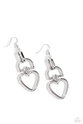 Padlock Your Heart - Silver - High Sheen Paparazzi Fishhook Earrings