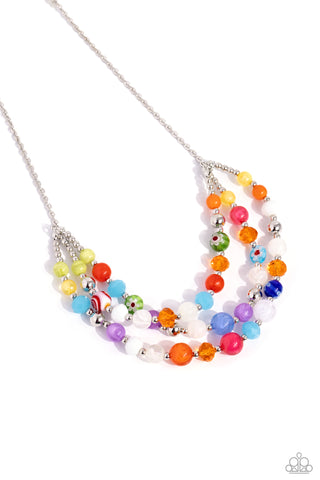 Summer Scope - Multi - Colorful and Flower Tiered Bead Paparazzi Short Necklace