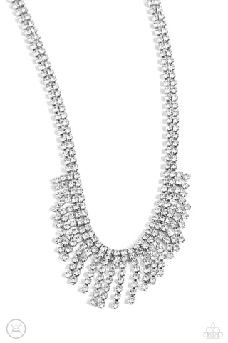 Daring Decadence - White - Rhinestone Paparazzi Choker Necklace - April 2024 Life of the Party Exclusive