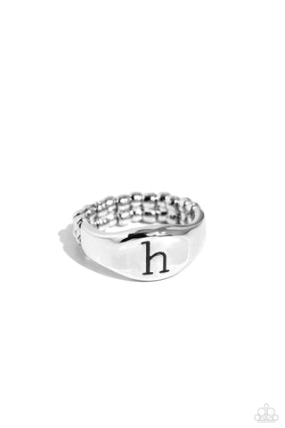 Monogram Memento - Silver - H - Paparazzi Ring