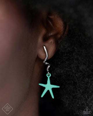 Written in the STARFISH - Blue - Textured Starfish Twisted Silver Paparazzi Post Earrings - April 2024 Sunset Sightings