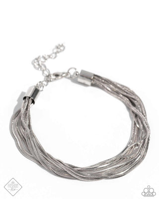 By a Show of STRANDS - Silver - Snake Chain Paparazzi Lobster Claw Bracelet - April 2024 Magnificent Musings