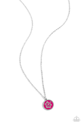 Beachy Basic - Pink - Hibiscus Flower Paparazzi Short Necklace