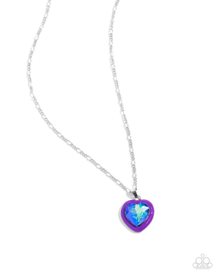 Heartfelt Hope - Purple - UV Gem Heart Paparazzi Short Necklace