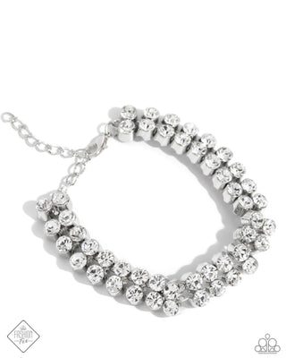 Once Upon A TIARA - White - Gem Paparazzi Lobster Claw Bracelet - April 2024 Fiercely 5th Avenue
