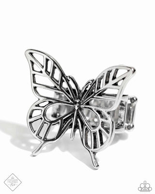 FLIGHT As Well - Silver - Butterfly Paparazzi Ring - May 2024 Simply Santa Fe