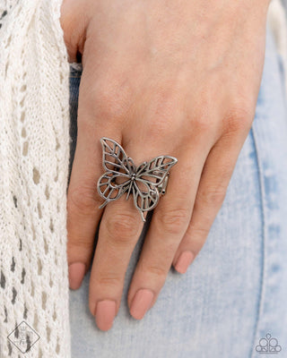 FLIGHT As Well - Silver - Butterfly Paparazzi Ring - May 2024 Simply Santa Fe