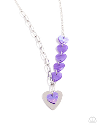 HEART Of The Movement - Purple - Heart and Paperclip Chain Paparazzi Short Necklace