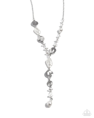 Executive Expression - White - Bead and Baroque Pearl Y-Shaped Paparazzi Short Necklace