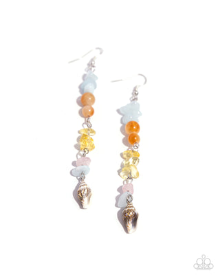 Game of STONES - Multi - Colorful Stone and Seashell Paparazzi Fishhook Earrings