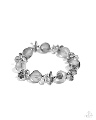 Lets Start at the FAIRY Beginning - Silver - Disc and Bead Paparazzi Stretchy Bracelet