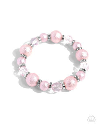 Pearl Protagonist - Pink - Faceted Shimmery Pearl and Bead Paparazzi Stretchy Bracelet