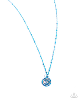 Bejeweled Basic - Blue - Metallic Disc White Rhinestone Paparazzi Short Necklace