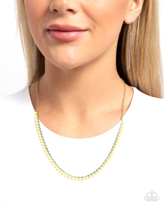 Colored Cadence - Yellow -  Bead Paparazzi Short Necklace