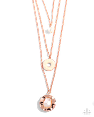 Refined Reaction - Copper - White Baroque Pearl Tiered Paparazzi Short Necklace