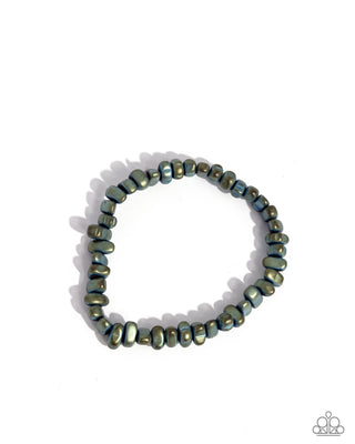 Matte Makeover - Green - Pebble Bead Paparazzi Urban Stretchy Bracelet