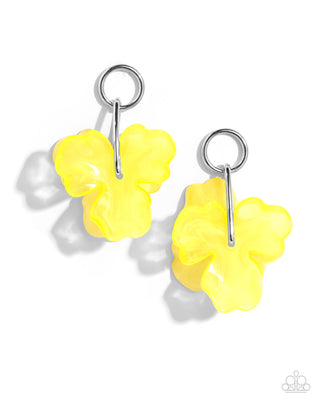 Glassy Garden - Yellow - Acrylic Flower Petal Paparazzi Post Earrings
