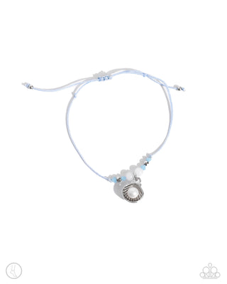 Oyster Overture - Blue - Pearl Center Shell Paparazzi Anklet