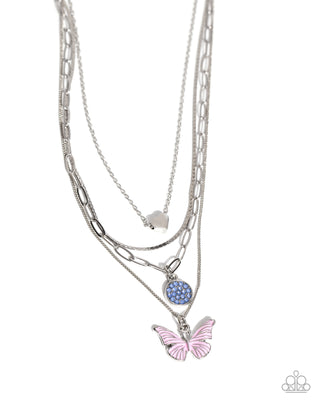 Whimsical Wardrobe - Pink - Butterfly Tiered Paparazzi Short Necklace