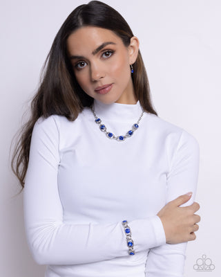 Serrated Sensation - Blue - Gem Silver Ring Paparazzi Short Necklace