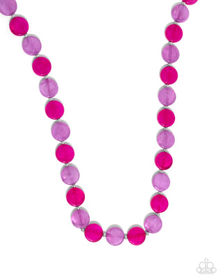 Bright Backdrop - Purple and Pink - Flat Acrylic Bead Paparazzi Short Necklace