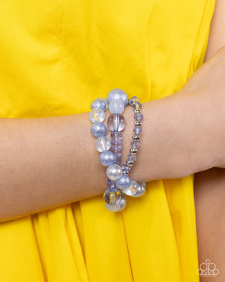 Shattered Stack - Blue - Clear, Cloudy, and Glittery Bead Paparazzi Stretchy Bracelet