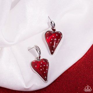 Glossy Goodwill - Red - Strawberry Heart Paparazzi Post Earrings