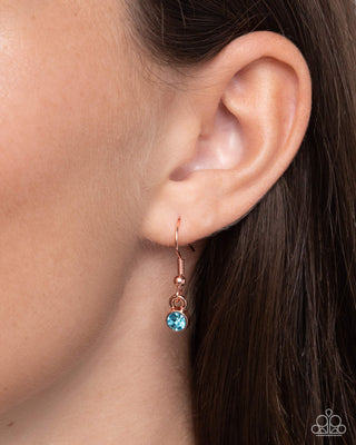Seahorse Sailor - Copper - Blue and Iridescent Rhinestone Paparazzi Short Necklace