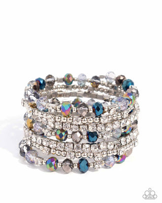 Sizzling Stack - Multi - Oil Spill and Silver Bead Paparazzi Coil Bracelet - 2024 Empower Me Pink Exclusive