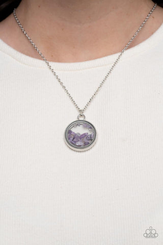 Gemstone Guru - Purple - Encased Amethyst Stone Paparazzi Short Necklace