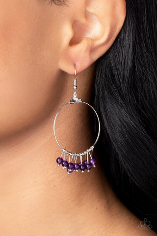 Free Your Soul - Purple - Stone Bead Hoop Paparazzi Fishhook Earrings