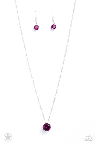 What a Gem - Pink - Oversized Rhinestone Dainty Paparazzi Short Necklace