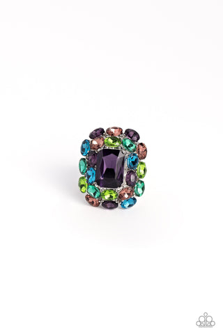 Perfectly Park Avenue - Purple - Green and Blue Radiant and Oval Cut Gem Paparazzi Ring