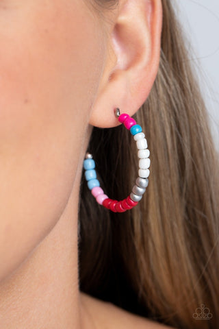 Multicolored Mambo - Multi - Colorful Seed Bead Paparazzi Hoop Earrings