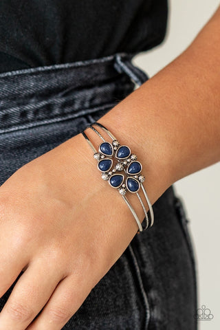 Taj Mahal Meadows - Blue - Teardrop Bead Flower Paparazzi Cuff Bracelets
