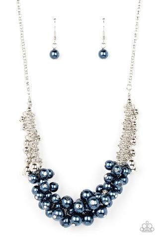 Bonus Points - Blue - Pearl and Silver Ring Paparazzi Short Necklace