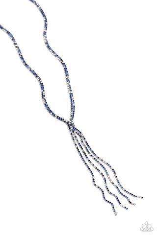Jazz STRANDS - Blue - Rhinestone Y-Shaped Paparazzi Long Necklace - 2023 Made for More Convention Exclusive