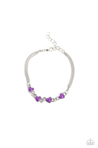 Smitten Sweethearts - Purple - Heart Bead Paparazzi Lobster Claw Bracelet