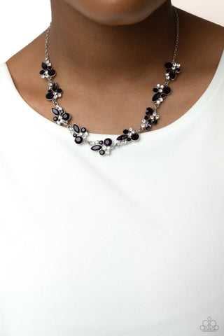 Swimming in Sparkles - Purple - Clustered Rhinestone Paparazzi Short Necklace
